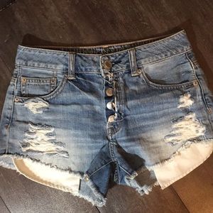 AEO hi rise festival distressed cutoff shorts sz 0